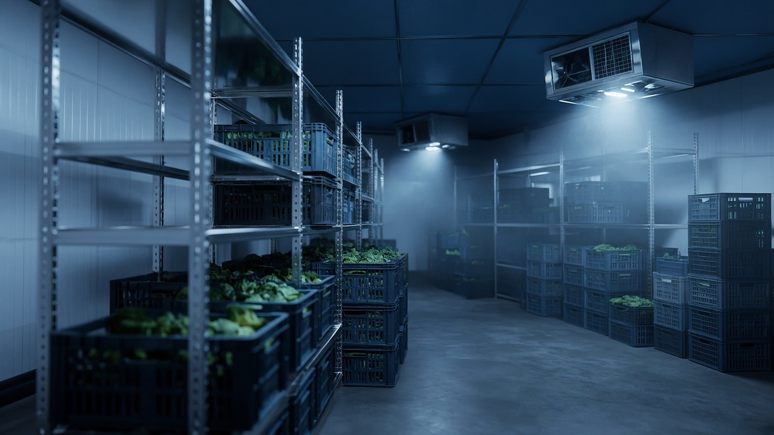 Commercial cold storage room interior